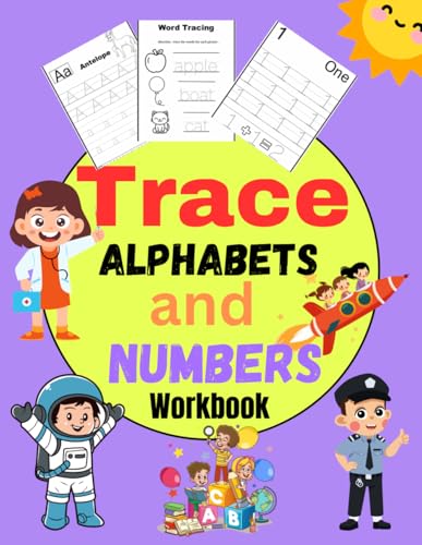 Trace alphabets and numbers workbook: For kids. von Independently published