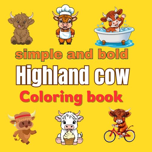 simple and bold, Highland cow, coloring book.: 51 design easy . von Independently published