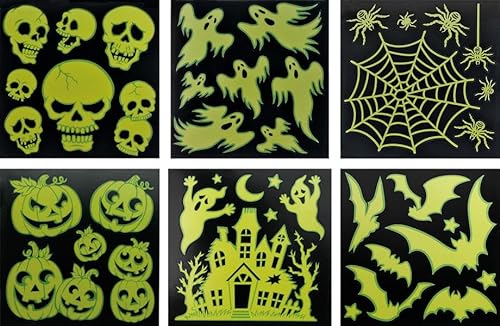 Halloween 6er-Sparset Grusel-Deko Sticker Spuck Festerdekoration: Leuchtet im Dunkeln