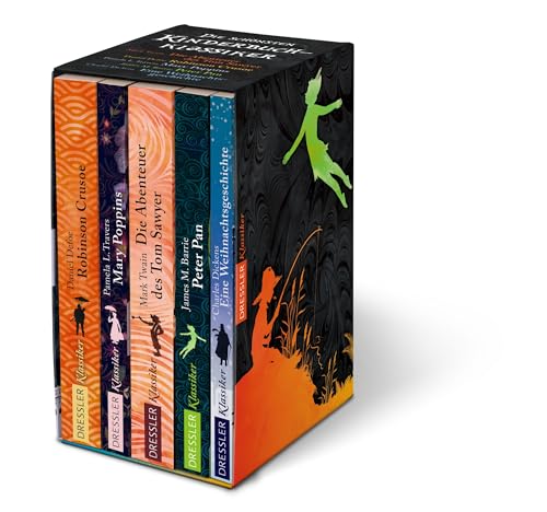 Die schönsten Kinderbuchklassiker: Limitierte Ausgabe im Taschenbuch-Schuber. Enthält "Robinson Crusoe", "Mary Poppins", "Die Abenteuer des Tom ... Sawyer, Peter Pan, Eine Weihnachtsgeschichte von Dressler Cecilie