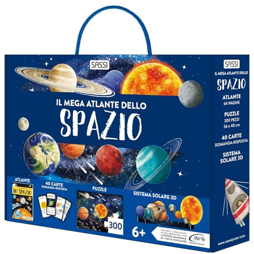 Il mega atlante dello spazio. Ediz. a colori. Con 40 carte domanda-risposta. Con puzzle. Con sistema solare 3D (Sassi junior)