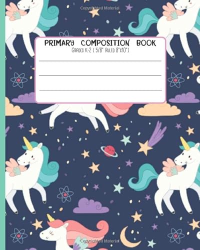 Primary Composition Book: Grades K-2 ( 5/8" Ruled 8"x29" ) With Story Space and Dotted Mid Line von Independently published