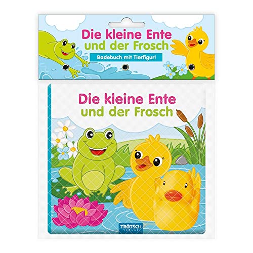 TRÖTSCH - Badebuch mit Tierfigur "Die kleine Ente und der Frosch" | Wasserdichtes, robustes Badewannenbuch mit kleinem Badeentchen und liebevollen ... Badebuch Spielbuch Entdeckerbuch (Badebücher)