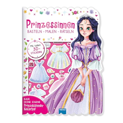 TRÖTSCH - Beschäftigungsbuch "Prinzessinnen" | Kreatives Prinzessin Bastelbuch mit spannenden Rätseln, Malvorlagen und buntem 3D-Kutschen-Modell: Verbastelbuch mit vielen 3D-Stickern | Ab 3 Jahren TRÖTSCH - Beschäftigungsbuch "Prinzessinnen" | Kreatives Prinzessin Bastelbuch mit spannenden Rätseln, Malvorlagen und buntem 3D-Kutschen-Modell: Verbastelbuch mit vielen 3D-Stickern | Ab 3 Jahren