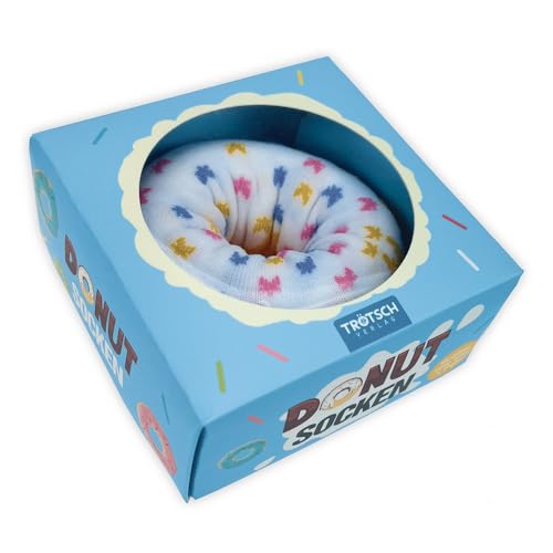 Trötsch Donut Socken blau: Lustige Socken Geburtstagsgeschenk