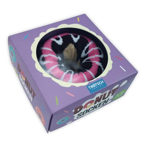 Trötsch Donut Socken lila: Lustige Socken Geburtstagsgeschenk