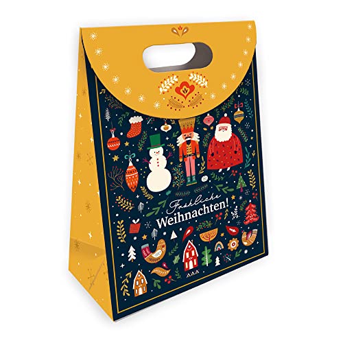 Trötsch Geschenktasche mit Verschluss klein Nussknacker: Tragetasche Papiertüte Geschenktüte Henkeltasche Weihnachtstasche