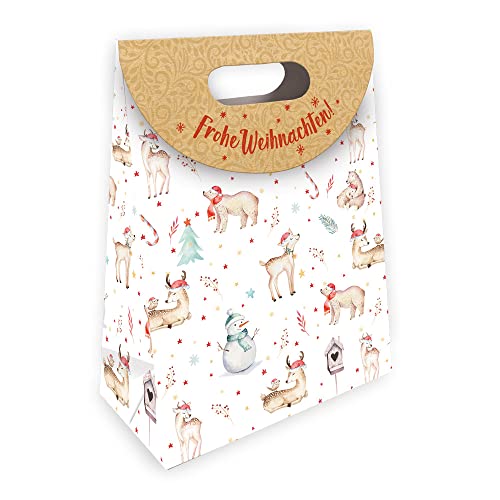 Trötsch Geschenktasche mit Verschluss medium Winterwald: Tragetasche Papiertüte Geschenktüte Henkeltasche Weihnachtstasche (Winterwald Motive)