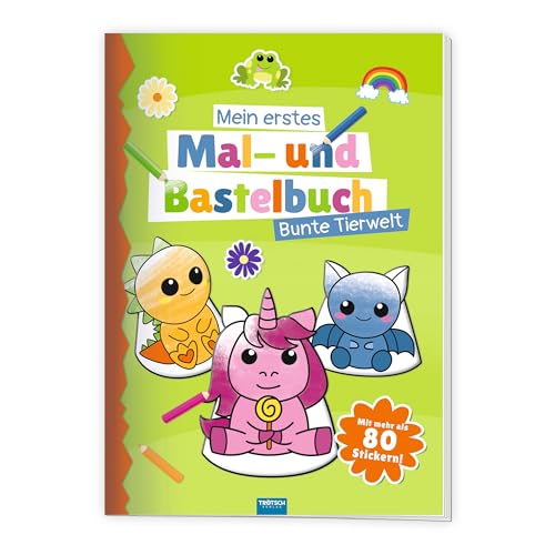TRÖTSCH - Mein erstes Mal- und Bastelbuch "Bunte Tierwelt" | Malbuch für Buntstifte, Wasserfarben und Wachsmalstifte. Mit Tierfiguren zum Ausschneiden ... Beschäftigungsbuch - Mit mehr als 80 Stickern von TROTSCH