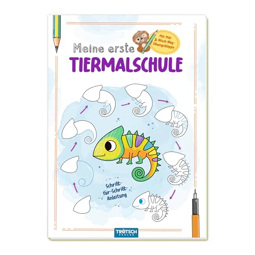 Trötsch Malbuch Meine erste Tiermalschule Chamäleon: Ausmalbuch Malbuch Zeichenbuch: Ausmalbuch Malbuch Zeichenbuch - Mit Mal- & Wisch-Weg-Übungsklappe von Trötsch Verlag GmbH & Co. KG