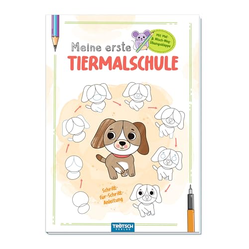 Trötsch Malbuch Meine erste Tiermalschule Hund: Ausmalbuch Malbuch Zeichenbuch: Ausmalbuch Malbuch Zeichenbuch - Mit Mal- & Wisch-Weg-Übungsklappe von TROTSCH