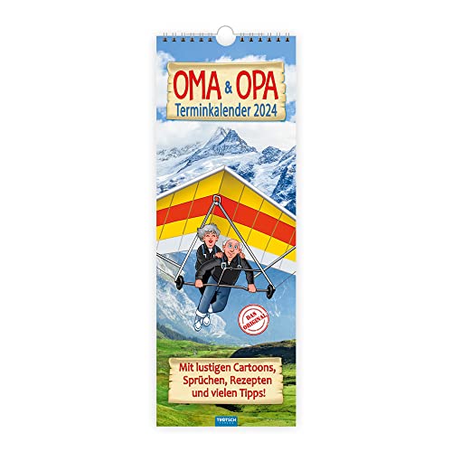 Trötsch Maxi-Streifenkalender Oma und Opa Terminkalender 2024 - mit lustigen Cartoons, Sprüchen, Rezepten und vielen Tipps: Wandkalender von Trötsch