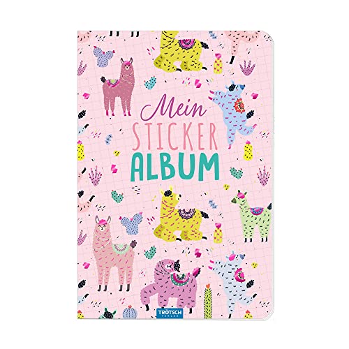 TRÖTSCH - Mein Stickeralbum "Lama" | Lama Stickerbuch mit 25 beschichteten Seiten für flexibles Platzieren der Sticker.: DIN A5 Sticker Sammelabum zum Tauschen | Ab 3 Jahren