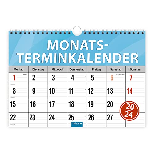 Trötsch Monatsterminer Monatsterminkalender 2024 - mit Wire-O-Bindung: mit Wire-O-Bindung (Monatskalender) (Notizkalender) von Trötsch Verlag GmbH & Co. KG