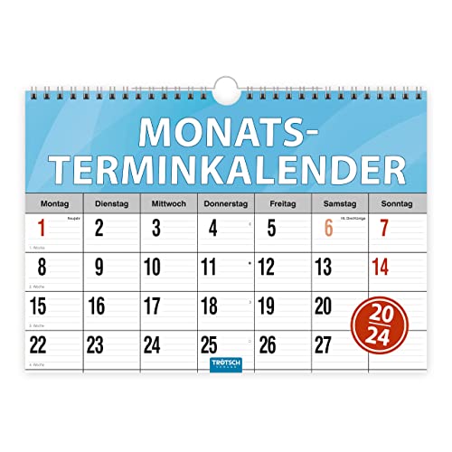 Trötsch Monatsterminer Monatsterminkalender 2024 - mit Wire-O-Bindung: mit Wire-O-Bindung (Monatskalender) (Notizkalender)