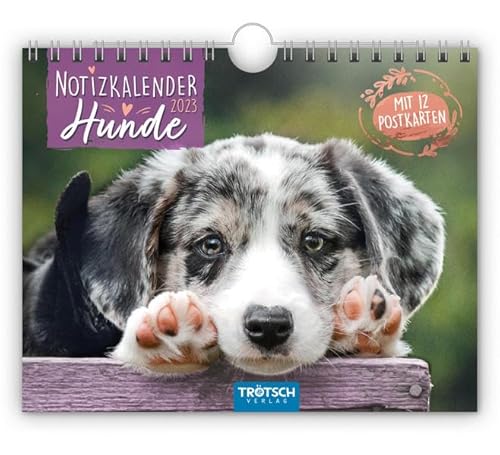 Trötsch Notizkalender Querformat Notizkalender Hunde 2024 - mit 12 Postkarten: Wandkalender Notizkalender