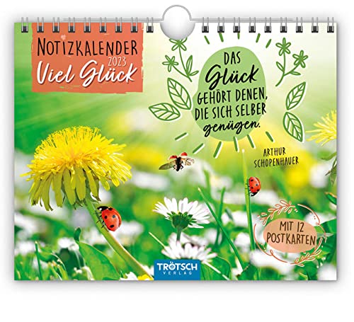 Trötsch Notizkalender Querformat Notizkalender Viel Glück 2024 - mit 12 Postkarten: Wandkalender Notizkalender von Trötsch