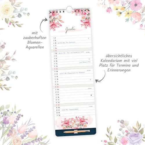 Trötsch Notizkalender mit Stift Hochformat Floral 2025: Wandkalender Notizkalender