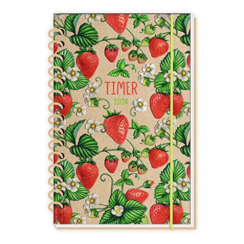 Trötsch Schülerkalender Flexi Spiralbindung Strawberry 23/24: Schulplaner Hausaufgabenheft Timer Terminkalender von Trötsch