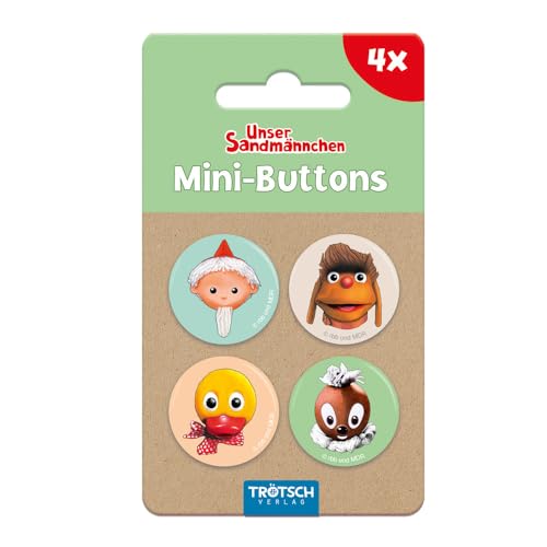 Trötsch Unser Sandmännchen Mini-Buttons 4er Set Sandmann und Freunde: Give Away für den Kindergeburtstag Dekoration für Mäppchen oder Schulranzen