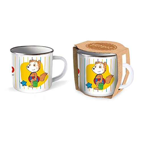 Trötsch Bobo Siebenschläfer Emailletasse Streifen: Kaffeetasse Teetasse Geschenkidee Geschenk Tasse Emaillebecher von TROTSCH