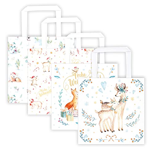 Trötsch Geschenktasche Papiertasche Winterwald Medium 4er Set: Tragetasche Papiertüte Geschenktüte Henkeltasche Weihnachtstasche (Winterwald Motive)