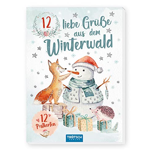 Trötsch Postkartenblock 12 liebe Grüße aus dem Winterwald: Grußkartenblock Postkartenbögen