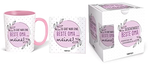 Trötsch Set aus Tasse und Buch Geschenkset Oma Keramiktasse und Geschenkbüchlein: Geschenkset Geburtstagsgeschenk Geschenkidee für Oma von TROTSCH