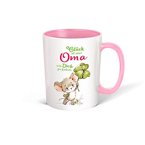 Trötsch Tasse Glück Oma weiß rosa: Kaffeetasse Teetasse Geschenkidee Geschenk (Keramiktasse / Glücksmaus) von Trötsch Verlag