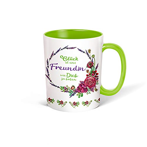 Trötsch Tasse Kranz Freundin weiß grün: Kaffeetasse Teetasse Geschenkidee Geschenk (Keramiktasse / Blumenkranz) von Trötsch Verlag