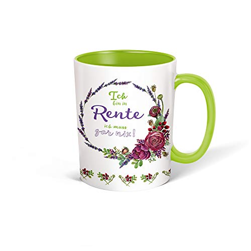 Trötsch Tasse Kranz Rentner weiß grün: Kaffeetasse Teetasse Geschenkidee Geschenk