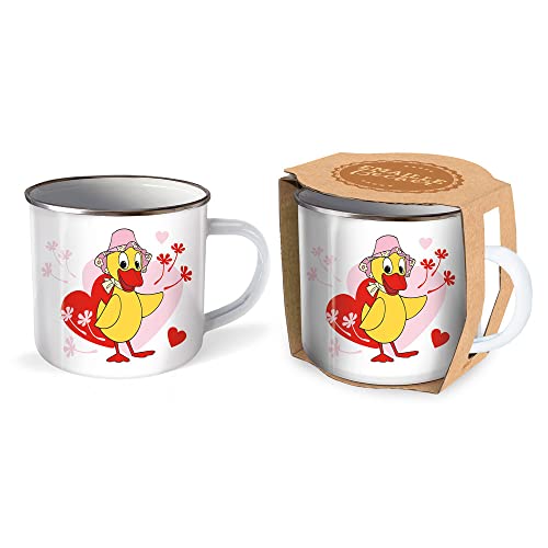 Trötsch Unser Sandmännchen Emaille Becher Tasse Schnatterinchen: Kaffeetasse Teetasse Geschenkidee Geschenk Tasse Emaillebecher von TROTSCH
