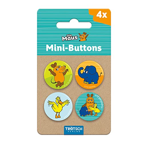 Trötsch Die Maus Mini-Buttons 4er Set: Mini-Buttons Die Maus Ansteckbuttons Anstecker mit Sicherheitsnadel von Trötsch Verlag