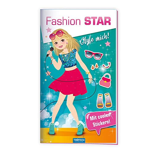 Trötsch Malbuch Stickermalbuch Fashion-Star Popstar: Stickern Malen Beschäftigung Glamour Glitzer Popstar Kreativ Geschenk Geschenkidee: Malbuch Beschäftigungsbuch Stickerbuch