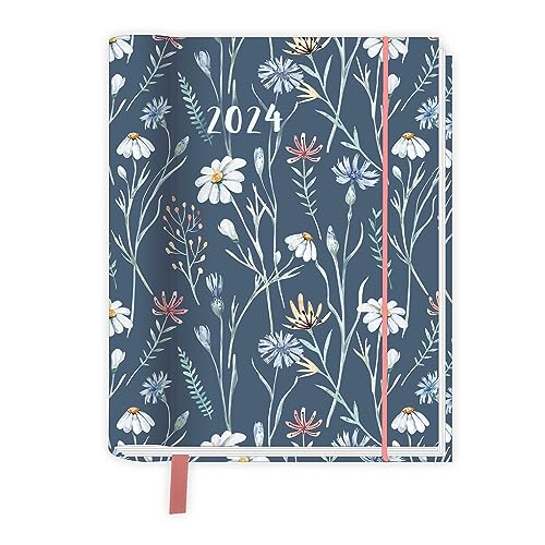 Trötsch Taschenkalender A6 Wire-O Motiv Blumen 2024 - mit Postkarten: Terminkalender