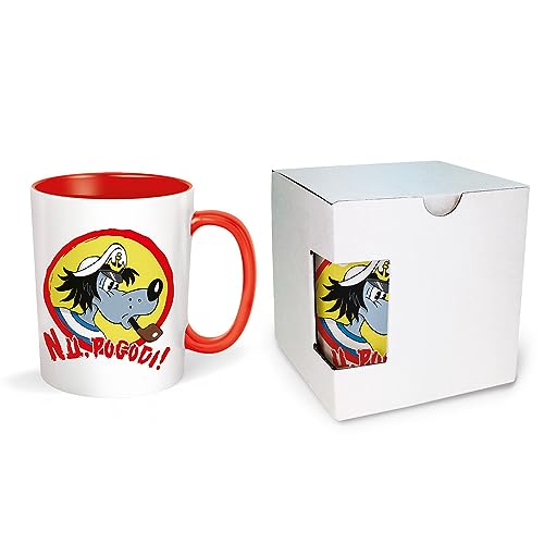 Trötsch Tasse Hase & Wolf Nu pogodi Nu pagadi Wolf als Seemann rot: Kaffeetasse Teetasse Geschenkidee Geschenk Tasse Nu pogodi Nu pagadi Hase & Wolf Keramiktasse