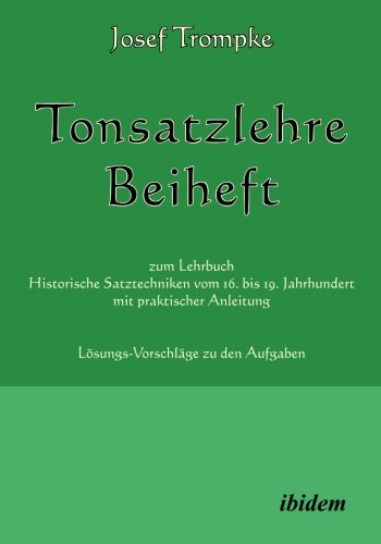 Tonsatzlehre Beiheft Tonsatzlehre Beiheft von Ibidem-Verlag