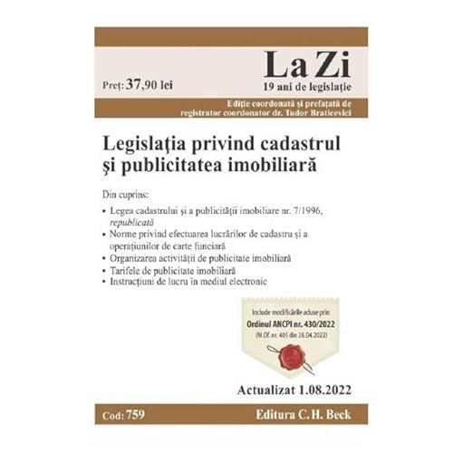 Legislatia Privind Cadastrul Si Publicitatea Imobiliara. Actualizat August 2022 von C.H. Beck