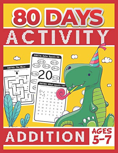 80 Days Activity Addition for Kids Ages 5-7: Funny Basic Math Workbook Grade 1, 1st Grade Math, Addition Within 20