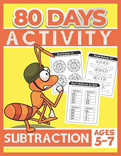 80 Days Activity Subtraction for Kids Ages 5-7: Funny Basic Math Workbook Grade 1, 1st Grade Math, Subtraction Within 20