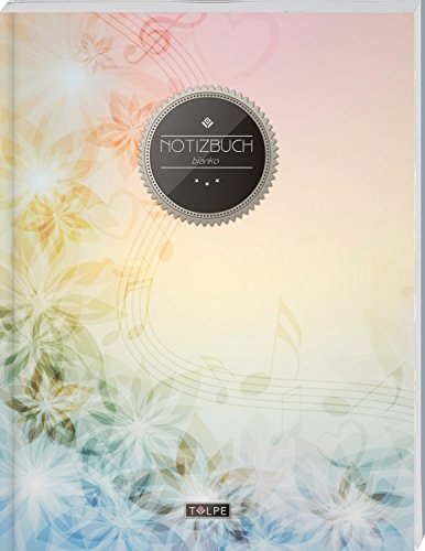 TULPE Blanko Notizbuch A4 „C016 Pastell Blumen“ (140+ Seiten, Vintage Softcover, Seitenzahlen, Register, Weißes Papier - Dickes Notizheft, Skizzenbuch, Zeichenbuch, Blankobuch, Sketchbook) von CREATESPACE