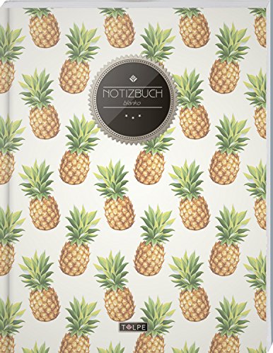 TULPE Blanko Notizbuch A4 „C092 Hipster Ananas“ (140+ Seiten, Vintage Softcover, Seitenzahlen, Register, Weißes Papier - Dickes Notizheft, Skizzenbuch, Zeichenbuch, Blankobuch, Sketchbook) von CREATESPACE