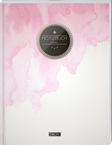TULPE Blanko Notizbuch A4 „C084 Aquarell“ (140+ Seiten, Vintage Softcover, Seitenzahlen, Register, Weißes Papier - Dickes Notizheft, Skizzenbuch, Zeichenbuch, Blankobuch, Sketchbook)