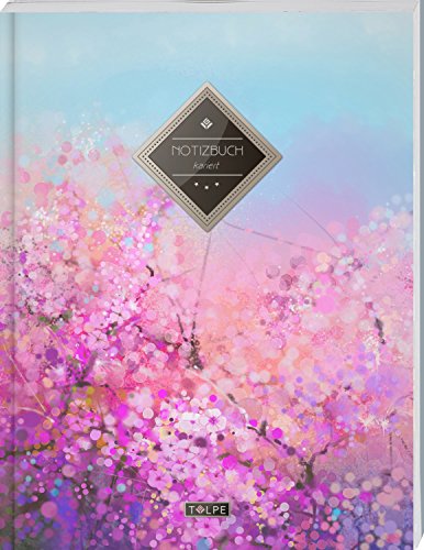 TULPE Kariertes Notizbuch A4 „C080 Rosa Blumen“ (140+ Seiten, Vintage Softcover, Doppelrand, Seitenzahlen, Register - Dickes Notizheft, Matheheft, ... Schulheft, Tagebuch, Kariertes Heft Nr 26) von CREATESPACE