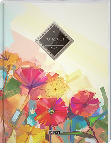 TULPE Kariertes Notizbuch A4 „C150 Bunte Blumen“ (140+ Seiten, Vintage Softcover, Doppelrand, Seitenzahlen, Register - Dickes Notizheft, Matheheft, ... Schulheft, Tagebuch, Kariertes Heft Nr 26) von CREATESPACE