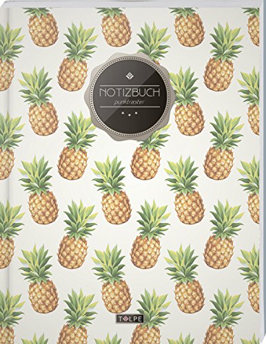 TULPE Punktraster Notizbuch A4 „C092 Hipster Ananas“ (140+ Seiten, Vintage Softcover, Punktkariertes Papier - Bullet Journal, Dickes Notizheft, ... Gepunktete Seiten, Dot Grid Notebook) von Tulpe Punktraster Notizbuch