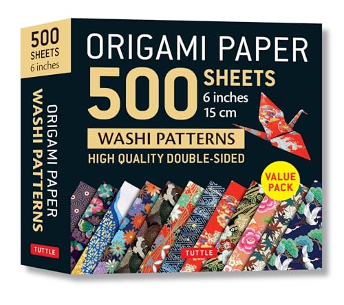Origami Paper 500 sheets Japanese Washi Patterns 6" (15 cm): High-Quality, Double-Sided Origami Sheets with 12 Different Designs (Instructions for 6 Projects Included) von Tuttle Publishing