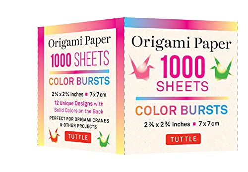 Origami Paper Color Bursts 1,000 Sheets 2 3/4 in - 7 Cm: Double-sided Origami Sheets Printed With 12 Unique Radial Patterns Instructions for Origami Crane Included