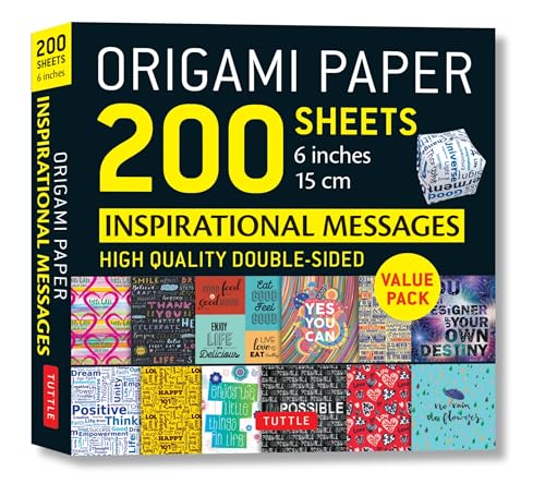 Origami Paper 200 Sheets Inspirational Messages: Tuttle Origami Paper: High-quality Double Sided Origami Sheets Printed With 12 Different Designs ... (Instructions for 8 Projects Included) von Tuttle Publishing