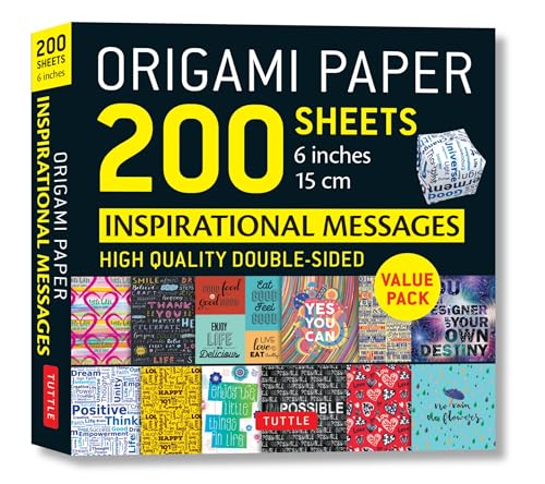 Origami Paper 200 Sheets Inspirational Messages: Tuttle Origami Paper: High-quality Double Sided Origami Sheets Printed With 12 Different Designs ... (Instructions for 8 Projects Included)